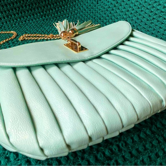 Call It Spring Pebbled Leather Pleated Flap Crossbody Bag with Tassel Gold Chain - Picture 2 of 12